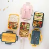 بنتو بوكس ​​على الطراز الياباني للأطفال طلاب طالب طعام حاوية القمح القمح ، غداء مربع مقاوم للتسرب مع مقصورة 220217