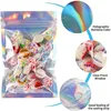 Sacs d'emballage en plastique refermables, lot de 100 pièces, pochette holographique en aluminium, sac anti-odeur pour le stockage des aliments