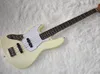 Haute Qualité-4 Cordes Guitare de basse électrique jaune à gauche avec manche de palissandre, pickguard blanc