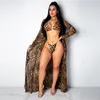 Bikini 3pcs sommar badkläder kvinnor leopard print strand bär hög klippa thong set baddräkt täcker upp godisbad kostym sarongs