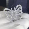 Nouvelle arrivée superbe bijoux de luxe brillant en argent sterling 925 pavé de saphir blanc CZ diamant bagues de promesse de mariage papillon Ba7725464