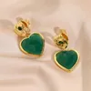 Europeo retro de lujo 18k chapado en oro verde amor sin piercing oreja clip joyería temperamento mujeres marca románticos pendientes de gota
