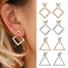 Stud 1pair driehoek vierkant oorbellen voor vrouwen trendy eenvoudige minimalistische goud kleur geometrische metalen earing sieraden accessoires