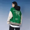 Women's Jackets Women's Oversize Bomber Jacket Green Loose Button Letter Embroidery Coats Streetwear Causal Autumn 2022 Baseball Women