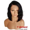 14-18 inç Sentetik Saç Peruk Brezilyalı Bakire Simülasyon İnsan Saç Dantel Ön Peruk Tutkalsız Kısa Bob Dalgalı Siyah WomenFactory Dir