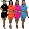 Kvinnor TRACKSUITS 2 Piece Set Shorts Yoga Byxor Outfits Designer Solid Färgtecknad Brev Skriv ut Casual Kläder Toppar Suits