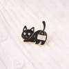 Black Cat Enamel Brooches Cartoon Cute Fun Animal Pins Bades for Denim Clothes Bag Kawaii Jewelry Christmas New Year Gift Kids Friends