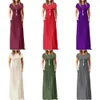 2021 Elegancka Długa Summer Sukienka Kobiety Krótki Rękaw Maxi Sukienka Damska Party Casual Sukienki Kobiet Szata Femme Green Red XXL X0521