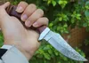 New Survival Straight Knife 3Cr13Mov Drop Point Blade Wood + Steel Head Handle Fixed Blade Knives With Leather Sheath