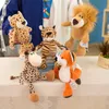 Vilda vänner fyllda leksaker djungel djur mjuk kreativ barn gåva plysch hund zebra elefant lejon räv giraff kid playmate docka 210929