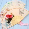 Vintage Party Favor Silk Folding Fan Retro Kinesisk Japansk Bamboo Fold Tassel Dance Hand Fans Hem Dekoration Ornament Craft Present