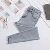 Women jeans Plus Size High Waist Stretch Washed Skinny Jeans Female Denim Pants Pencil Light Blue Gray Black 211129