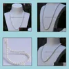 Collares con cuentas Colgantes Joyería 7-8 mm Collar de perlas naturales blancas 19 pulgadas Gargantilla nupcial Regalo Entrega de gotas 2021 9Gsfx