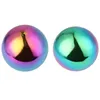 Artículos novedosos, 2 uds., bolas de acero inoxidable con espejo de globo de arco iris para jardín