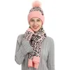 Cappelli Sciarpe Guanti Set Autunno e inverno Set cappello lavorato a maglia Modello leopardato Sciarpa di lana calda Guanto tre pezzi9231788