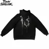 Hip Hop Men Oversize Hoodie Sweatshirt Streetwear Spider Web Pullover Harajuku Cotton Oversized Sweatshirt Loose Casual 210720