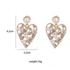 Koreansk stil kärlek hjärta droppe dangle örhängen för kvinnor glänsande rhinestone mode pendientes smycken