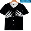 Koszulka męska Baseball Jersey 3D T-shirt Drukowane Przycisk Koszula Unisex Summer Casual Undershirts Hip Hop Tshirt Nastolatki 054