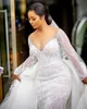 2021 Talla grande Árabe ASO EBI Lujosa Lujosa Sirena Vestido de novia Sheer Cuello Mangas largas Vestidos de novia con cuentas Vestidos ZJ704
