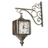 Relógios de parede dupla face fora do relógio vintage retro antigo antigo design industrial pastoral horloge murale