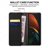 För Galaxy Z Fold 2 äkta läderflip fodral 5g magnetkortsluckor Plånbok täcker lyx mobiltelefon fodral7052880