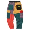 Hippe Broek Mannen Corduroy Kleurblok Patchwork Cargo Harembroek Vintage Streetwear Harajuku Jogger Sweatpant Broek 2021 G1208