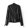 Kvinna Design Vår Höst PU Läder Jacka Stand Collar Basic Coat Slim Zipper Motorcykel Punk Outwear Jackor 210423