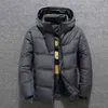 メンズホワイトアヒルダウンジャケット冬暖かいフード付き厚いフッファジャケットコート高品質ファッションオーバーコートパッカージャケット男性211110