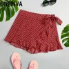 Dames Summer Jupe Shorts Bermuda pour femmes Lotia Mignon Polka Dot Imprimer Tie Side Wrap Volants Overlap White Beach 210527