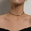 Chokers blomma lariat lås krage halsband smycken party charm lyxig svart kristall glas pärlkedja choker för kvinnor