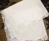 Textiles Set of 12 Home White Ladies Handkerchief 12 inch Embroidered crochet lace edges hankies hanky For Bridal Gifts1372382