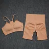 Completo da yoga Pantaloncini sportivi senza cuciture Set Abbigliamento sexy da donna Completo da fitness Sport per set da palestra in 2 pezzi Tute da allenamento