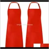 Textiles Home & Garden2 Pack Adjustable Bib Apron Resistant With 2 Pockets Cooking Kitchen Aprons For Bbq Ding, Women Men Chef, Red Drop Deli