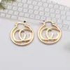 Charm Womens 18K Gold Plated Earring Ear Stud Cuff Brand s Letter Geometric Exaggerate Classic Wedding Party Jewerlry Retro Style ER0130