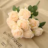 10 têtes/bouquet nouvelle rose française fleur artificielle maison table flores décoration de mariage soie fausses fleurs roses