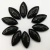 Todo 15 * 30 * 7mm Natural Black Onyx Stone Marquise Forma Cabochão Tarragem Solta Grânulos 12 pcs / lote