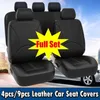 Housses de siège de voiture universelles, en cuir PU artificiel noir, coussin de dossier pour accessoires d'intérieur, Auto Fron U3D5