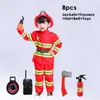 Halloween Cosplay Barn Brandman Uniform Barn Sam Fireman Rollspel Arbetskläder Kostym Pojke Flicka Prestanda Festdräkter Q0910