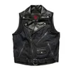 Men's Vests Mens Genuine Leather Denim Patchwork Motorcycle Biker Style Waistcoat/Vest Strong Breathable