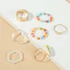 7 pezzi/set di perle di vetro multicolore boemo perle bianche resina trasparente anelli a farfalla in metallo color oro set per gioielli da donna