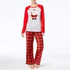 Kerstversiering Pyjama Suit Katoen Santa Print Plaid Broek Ouder-Kind Pakken Ouders en kinderen Infant Home Service