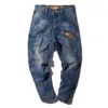 Men Harem Jeans Loose Baggy Casual Joggers Plus Size Hip Hop Denim Pants Camouflage Patchwork Streetwear Trousers Man Clothing 210622
