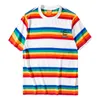 T-tröja män sommarkläder Rainbow Stripe Casual O-Neck Homme Toppar Tee Femme Hipster T-shirts Kläder