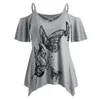 Women's T-Shirt European Style Women Plus Size Summer Large Butterfly Printing Big Yards Short Sleeve Tops 60