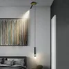 Nordic creative brass pendant lamp With led spotlight bedside long line small hanging lighting modern minimalist Ceiling light