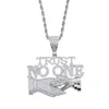 Catene Design intero Lettera d'argento oro Trust No One Charm Ciondolo con collana a catena a corda lunga per uomini hip hop gioielleria4278547