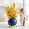 Kleine keramische bloempotten en plantenbakken met gouden metalen stand 4 inch Coloful cactus vetplanten ingemaakte indoor planter pot cadeau 210922