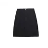 Summer Casual A-line Denim Skirt Women Solid Pocket High Waist Mini Package Hip Pink Black 210430