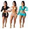 Femmes maillots de bain Sexy couleur unie sable plage Bikini dentelle respirant séchage rapide maille crème solaire costume quatre pièces maillot de bain LJC