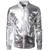 Trend Metallic Gold Bomber Jacket Mężczyźni / Kobiety Veste Homme Night Club Moda Slim Fit Zipper Baseball Varsity 210811